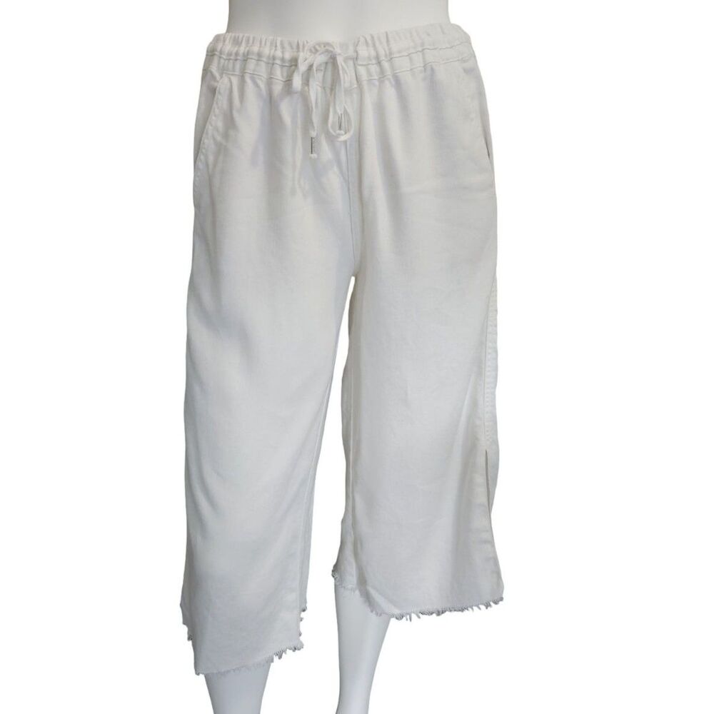 Anthropologie Hei Hei White Linen Lyocell Drawstring Capri Culotte Pants